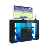 Modern TV Stand Storage Cabinet Unit High Gloss Black with LED Lights 2 Drawers