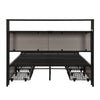 Double Bed Frame with LED Lights, 4 Drawers, Charging Station Metal Platform Bed