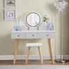 Modern Dressing Table with LED Lights Mirror White Vanity Make up Desk