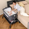 Baby Bassinet Bedside Sleeper with Lockable Wheel & Storage Basket-Grey