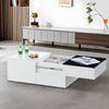 Coffee Table Black White High Gloss Top Large Storage Drawers Home Office Study