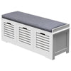 3-Door Shoe Storage Bench Cushion Seat Slatted Doors Elevated Base White