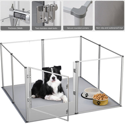 XXL Acrylic Dog Playpen Fence Safe Round Corner Guard Pet Whelping Box Cage Bed