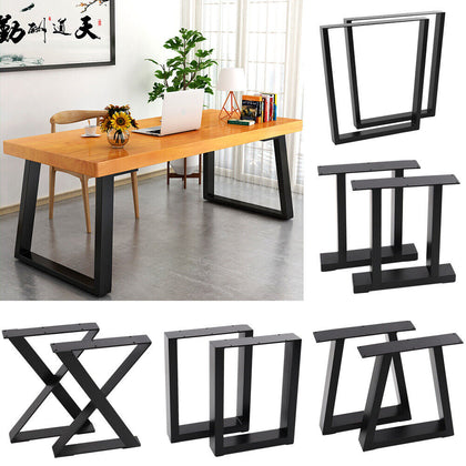 2x Industrial Iron Steel Table Legs Box Trapezium X Shape II Shape Bench Desk UK