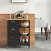 Kitchen Island Rolling Cart Utility on Lockable Wheels-Black