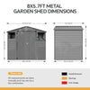 8x5.7ft Metal Garden Shed Galvanised Steel Storage House With Lockable Door NEW