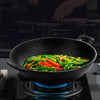Cast Iron Frying Pan with Loop Handles Cooking Wok Deep Griddle Skillet Soup Pot