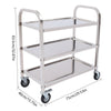 3 Shelves Stainless Steel Service Trolley Kitchen Trolley Food Trolley w/Brake