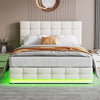 Ottoman Double Bed Frame 4FT6 LED Faux Leather Storage Bed Frame With Headboard
