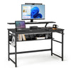 Mondeer 120cm Computer Desk with 2 Storage Shelves Removable Monitor Stand Black