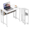 80 cm Foldable Computer Desk on Wheels for Small Spaces White