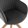 1 PC Dining Chair 360° Swivel Velvet Oak Solid Wood Legs Kitchen Room Chair