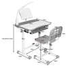 Childrens Desk & Chair Set Height Adjustable Student Study Table W/Lamp-Grey