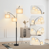 Floor Lamp Free Standing Light Tall Lamp Beige Linen Shade Bedroom Living Room