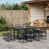 11 Piece Garden Dining Set Black Poly Rattan D0L4