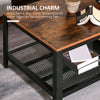 HOMCOM 2-Tier Wooden Coffee Table Retro Industrial Style Side Desk Living Room