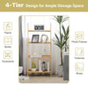 4-Tier Ladder Shelf Bamboo Bookshelf Bookcase Storage Organizer Plant Stand