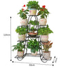9 Pot Metal Plant Stand Home Outdoor Garden Flower Pot Shelf Display Rack