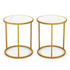 2PCS Marble Top Sofa Side Table Modern Round End Table Compact Coffee Table