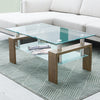 Rectangle Glass Coffee Table Modern Living Room Furniture Shelf White Black Wood