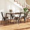 4 Pcs Stackable Kitchen Side Chairs with Wood Seat-Gun