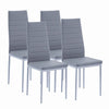 4x Grey Faux Leather Dining Chairs&Round Tempered Glass Silver Legs Dining Table