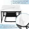 2Pcs Nesting Coffee Tables Set Square Stacking Side Tables Marble-Look White