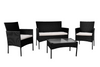 4 Piece Black Rattan Garden Furniture Set Chairs Table Sofa Wicker Outdoor Patio