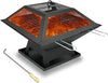 Square Outdoor Black Fire Pit Steel BBQ Patio Garden Camping Fire Pit Grill Mode