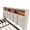 6FT SUPER KING OTTOMAN BED FRAME WITH STORAGE, LED LIGHTING, USB TYPE-C, BEIGE