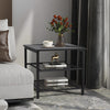 3-Tier Sofa Side End Table Mesh Shelf Coffee Stand Nightstand Black Square Unit