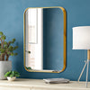 Large Retangle Wall Mounted Bathroom Toilet Mirrors Gold Metal Frame HD Glass UK