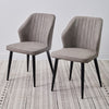 2pcs Dining Chairs Faux Leather Padded Kitchen Dining Room Metal Legs Restaurant