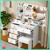 Vanity Dressing Table Set Makeup Desk with 3-Color LED Lighted Mirror 6 Drawers