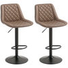 Bar Stools Set of 2, Adjustable Bar Chairs Swivel for Kitchen Brown