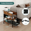 Sofa Side Table 3-Tier Flip Top End Table Storage Drawer with Charging Station
