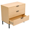 Chest of 3 Drawers Wood Bedside Table Cabinet Desk Bedroom Furniture Metal Legs