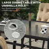 7 PCs Garden Dining Set w/ Umbrella Hole & Cushion, Beige