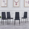4pcs High Back Black Faux Leather Dining Chairs Padded Seat Dining Room Kitchen