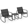 3 Piece Patio Rocking Set 2 Rocking Bistro Chairs & Glass-Top Table Furniture