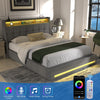 STORAGE GAS LIFT UP 4FT6 DOUBLE SIZE METAL BED FRAME W/ LED LIGHTS HEADBOARD UK