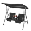 Uimoso 2-Seat Patio Swing Chair Outdoor Patio Swing with Adjustable Canopy Black