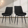 2pcs Dining Chairs Set Black Velvet Diamond Back Padded Seat Restaurant Chair