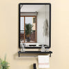 Rectangle Bathroom Mirror w/ Makeup shelf Wall Mounted Metal Frame Black 40x60cm