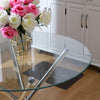 Rounded Glass Kitchen Table Dining Chairs Set Small Family House Living Room