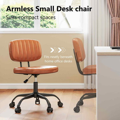 Adjustable 360° Swivel Computer Chair Desk Chair w/Lumbar Support-Brown