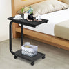 Rolling C-shaped Laptop Side Table Bedside Table Sofa Couch Table W/ 4 Wheels