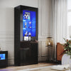 High Gloss Black Display Cabinet Sideboard Cupboard Storage Door with LED Lights