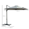3(m) Offset Parasol Cantilever Hanging Umbrella 360° Rotation w/ Base Dark Grey