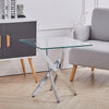 Tempered Glass Coffee Table Side End Table Stand with Bright Silver X Shape Legs